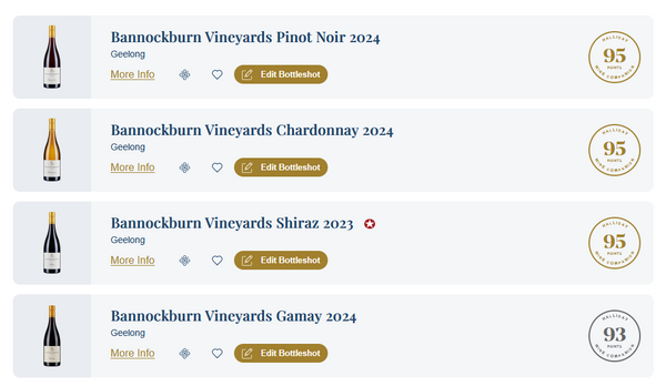 Estate release reviews by Philip Rich/Halliday Wine Companion